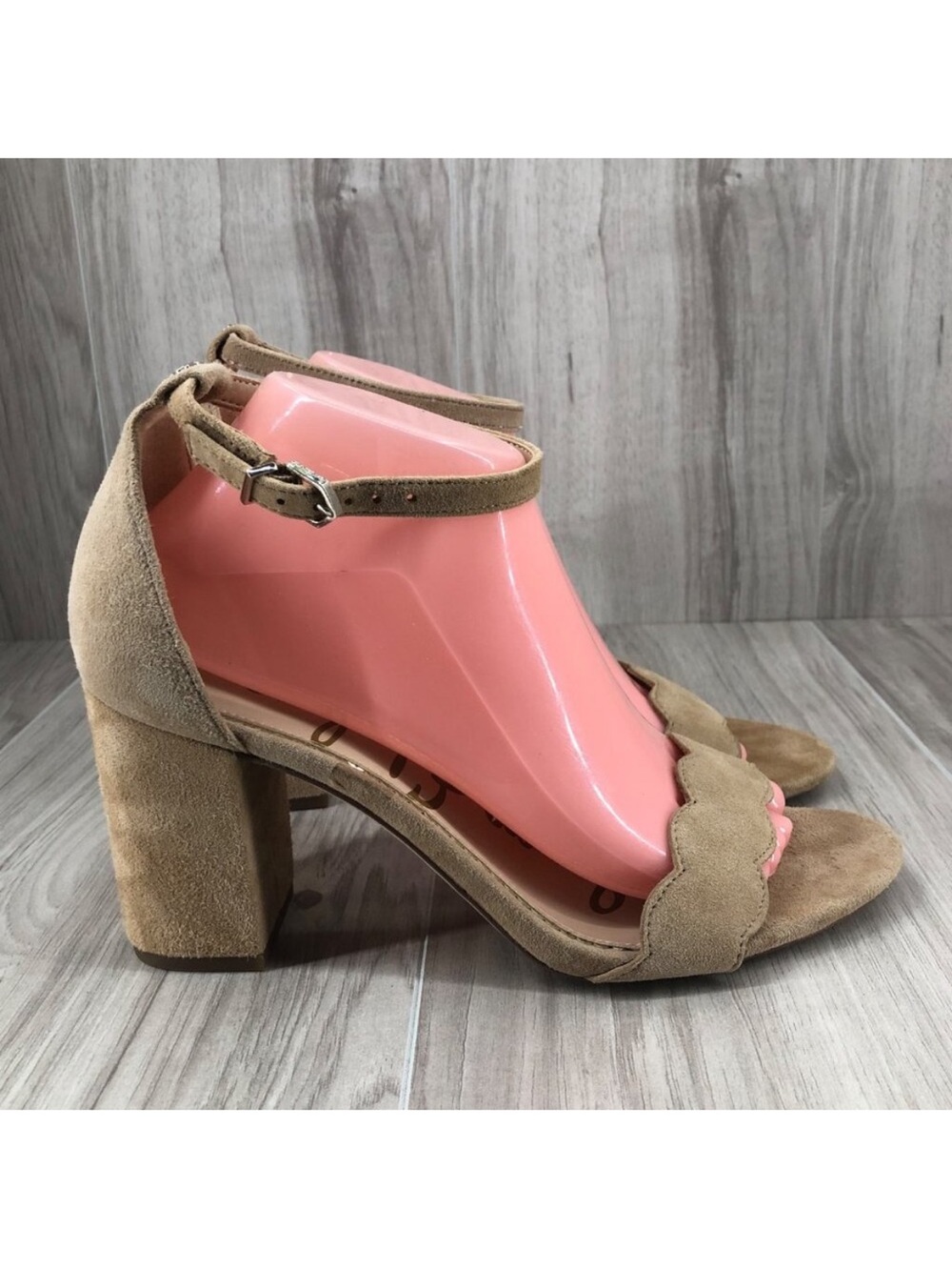 Sam Edelman Sandals Womens 9.5M Odila Tan Suede Buckle Strap Heeled Shoes